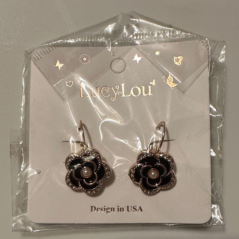 Black and Silver Floral Earrings